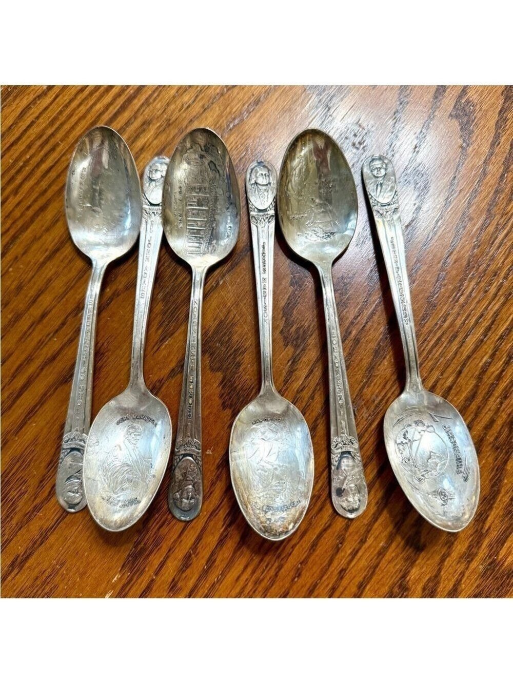 Vintage Silver Plate Collectible U.S. Presidents Spoons Set of 6